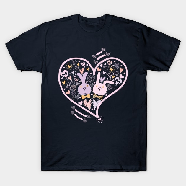 Two Cute Bunnies in Love T-Shirt by JeLoTall